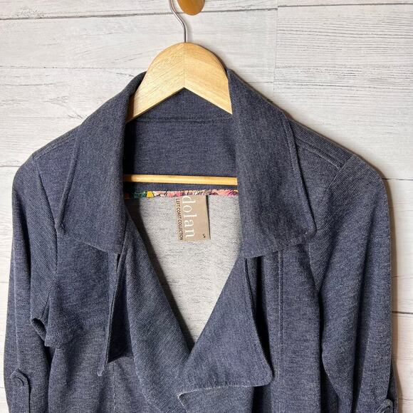 Anthropologie Dolan Jacket Womens Size Small Blue Cropped Trench Open Front - Picture 7 of 16